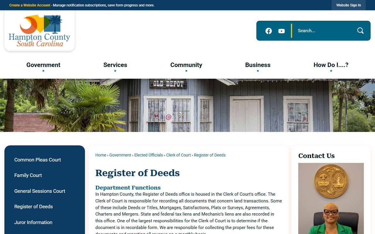 Hampton County Clerk of Court Register of Deeds record access