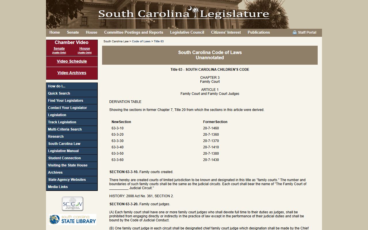 Hampton County Clerk of Court Family Court record statutes