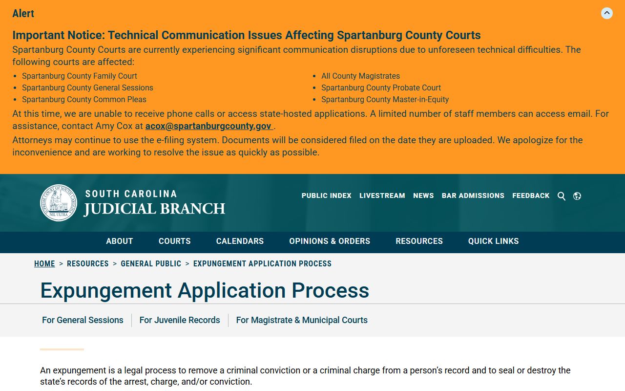 Hampton County criminal court records expungement overview