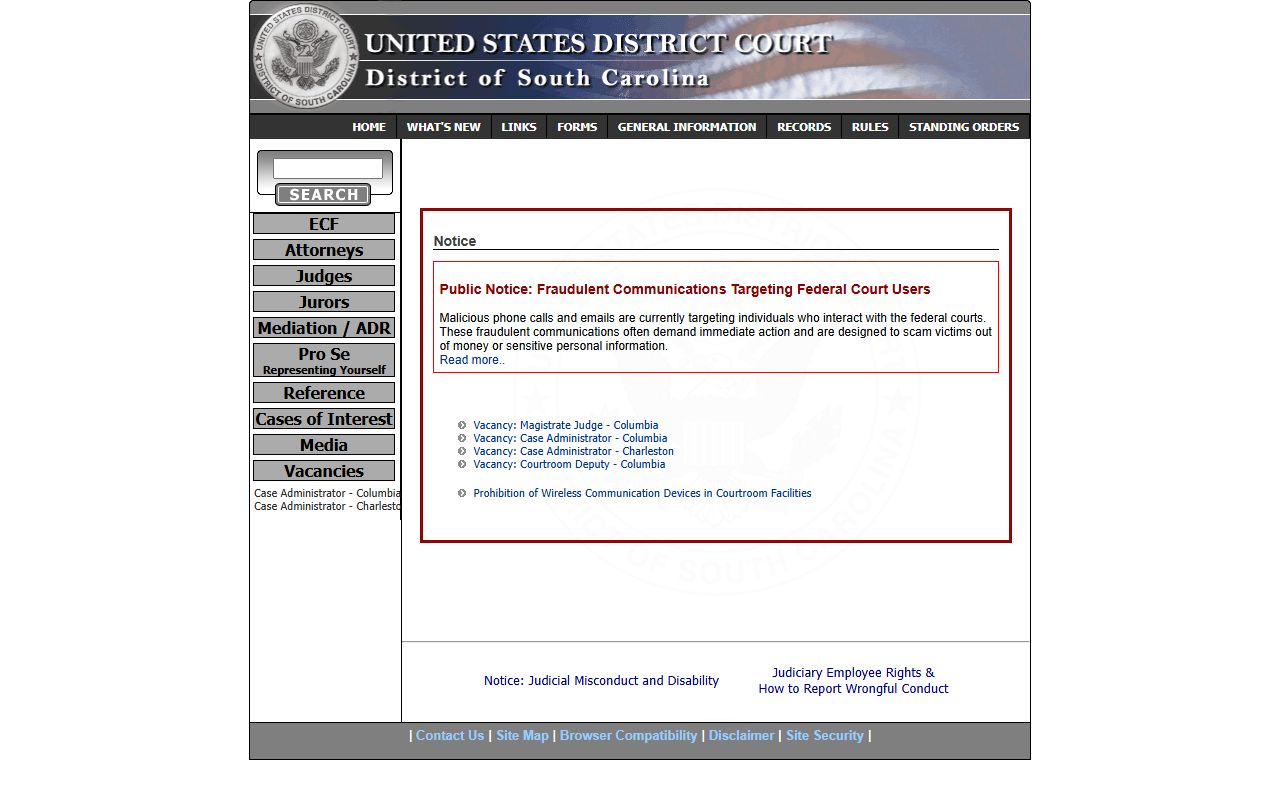 Hampton County Circuit Court distinction from U.S. District Court records