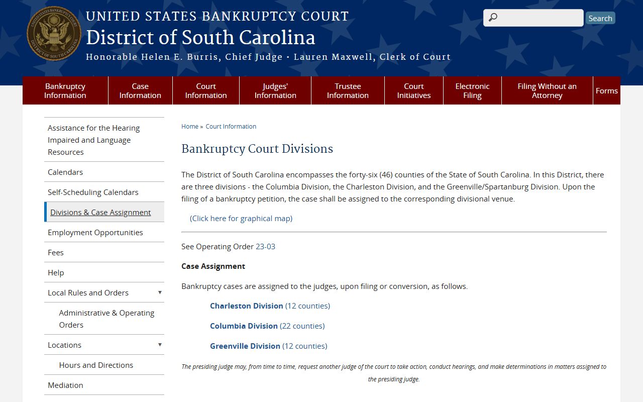 Hampton County Circuit Court and bankruptcy Charleston Division distinction
