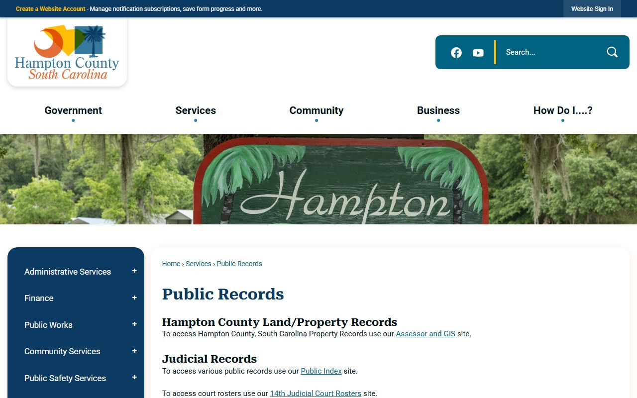 Hampton County court records public records page