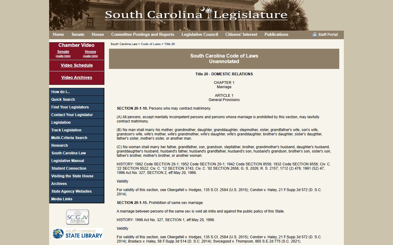 Hampton County marriage records and South Carolina marriage license statutes