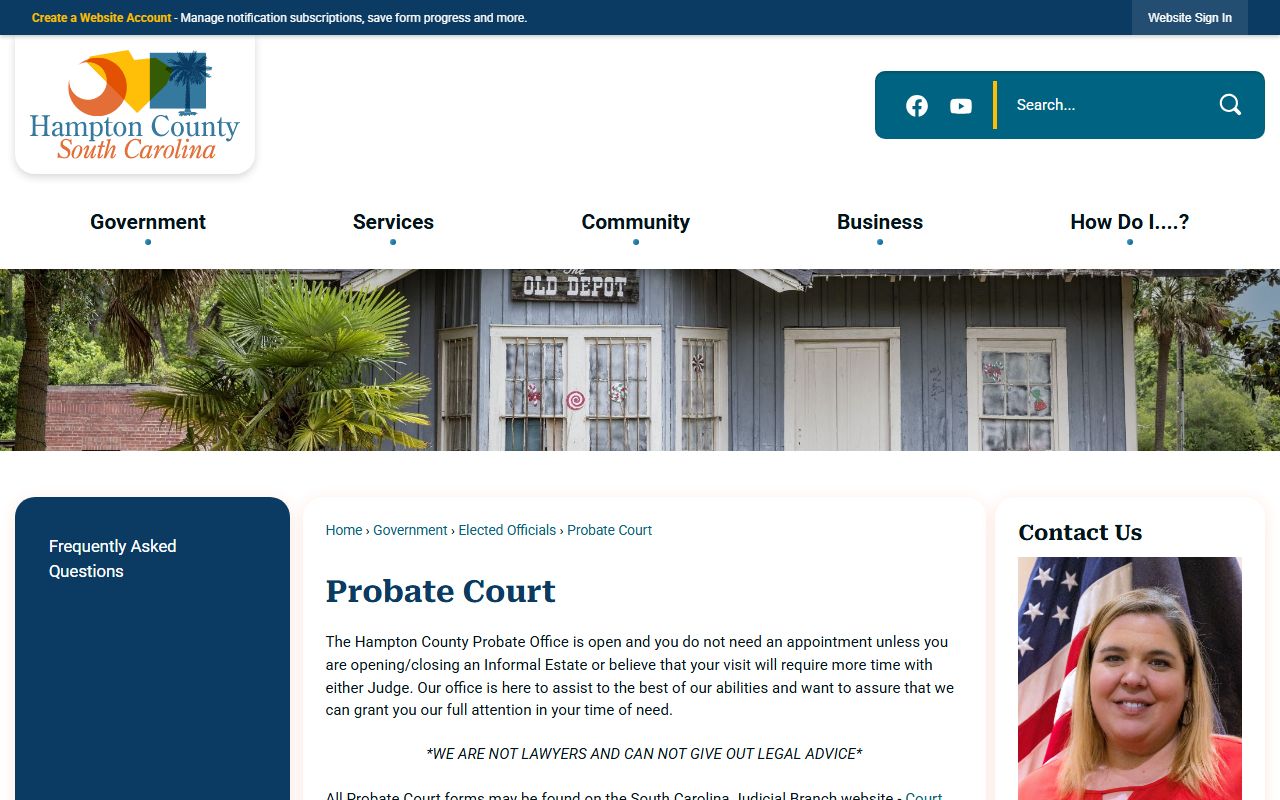 Hampton County probate records information from Probate Court