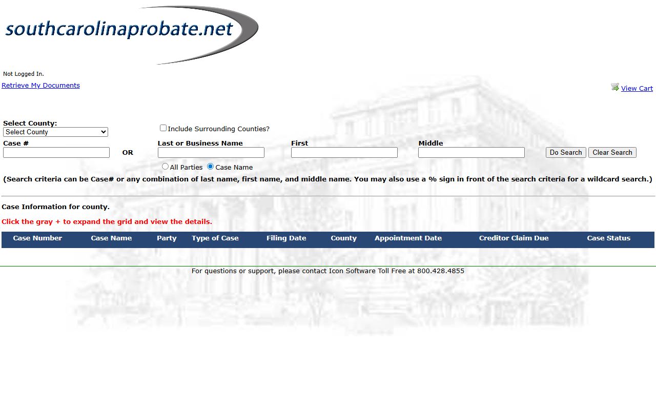 Hampton County probate records search through South Carolina Probate Search