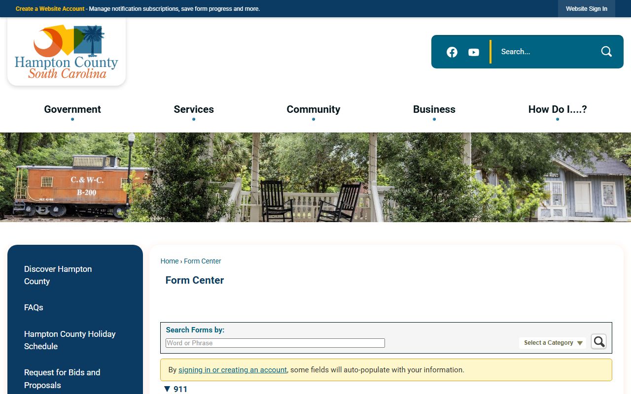 Hampton County probate records forms in the county form center