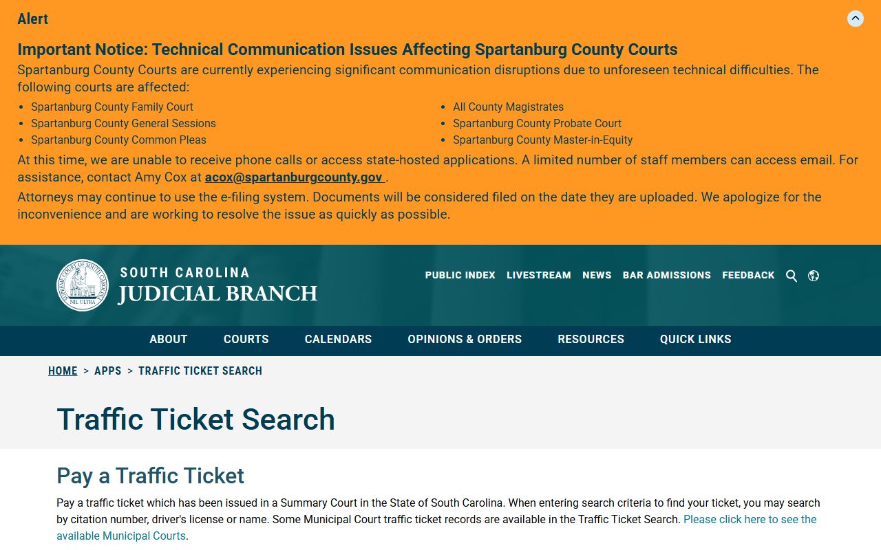 Hampton County traffic court records SC traffic ticket search