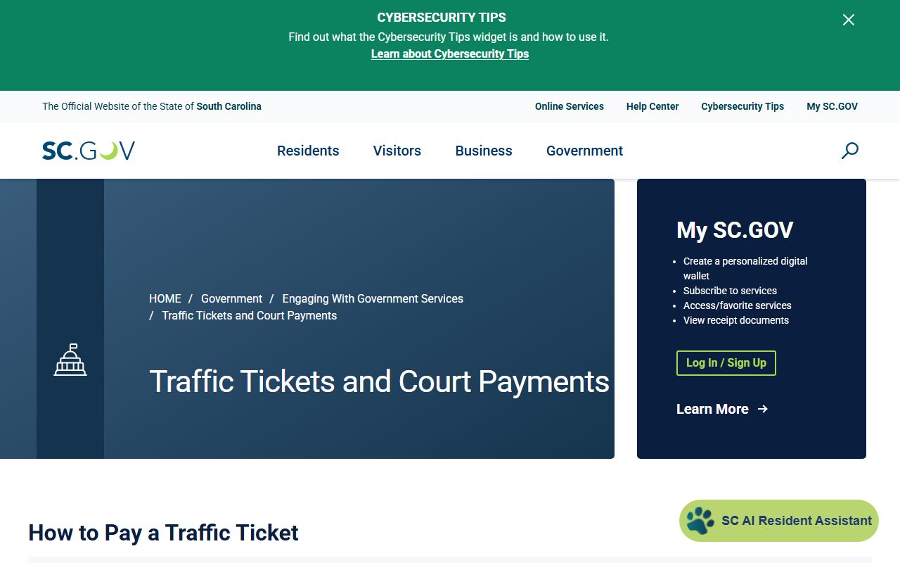Hampton County traffic court records SC.gov traffic payments