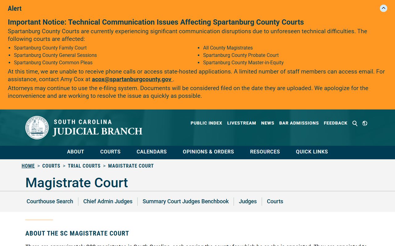 Hampton County traffic court records SC Magistrate Court jurisdiction
