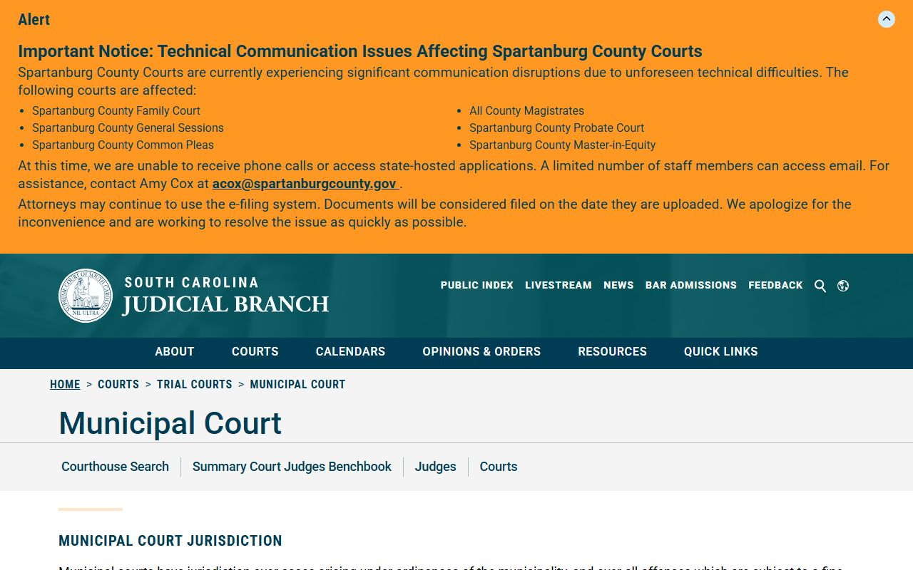 Hampton County traffic court records SC Municipal Court jurisdiction
