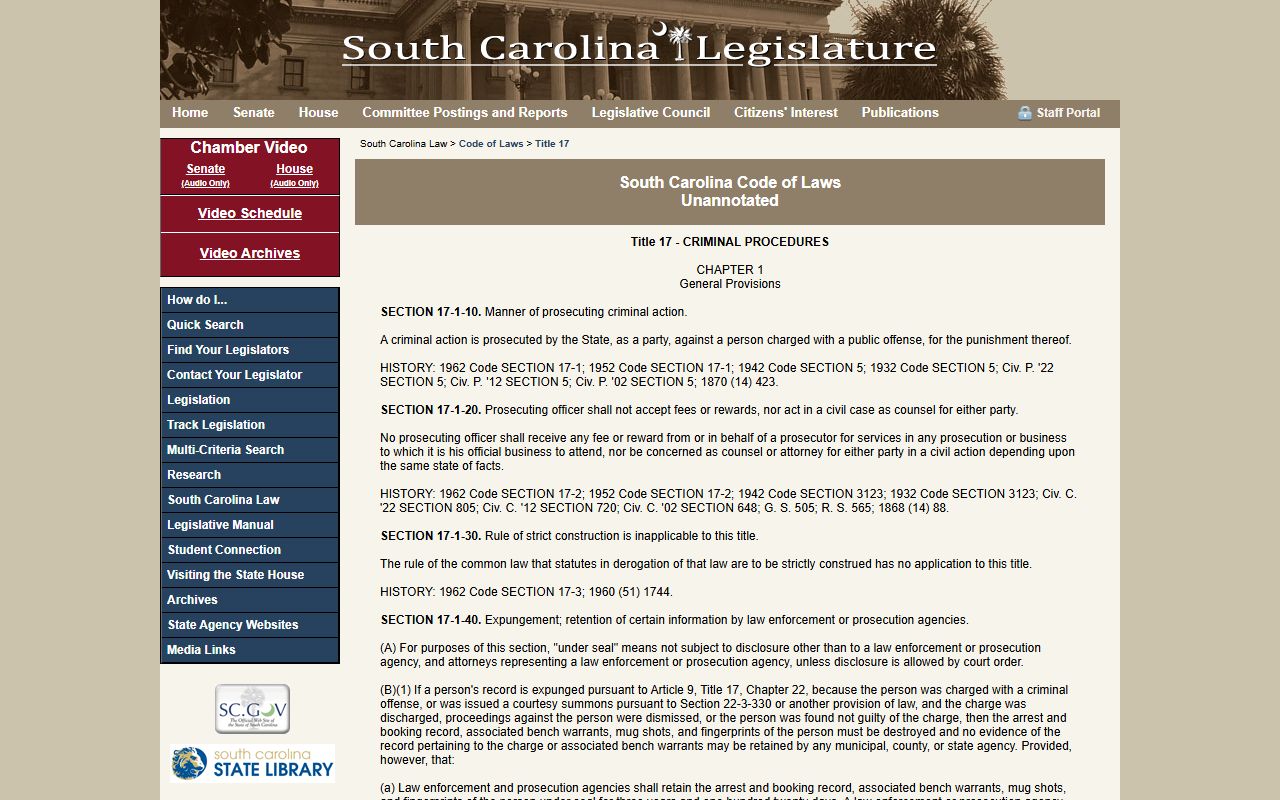 Hampton County warrant records South Carolina criminal procedure statutes