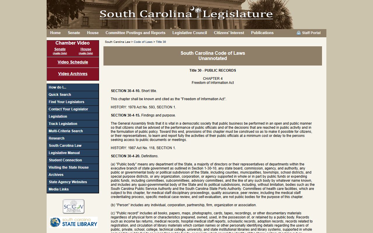 Hampton County warrant records South Carolina FOIA source
