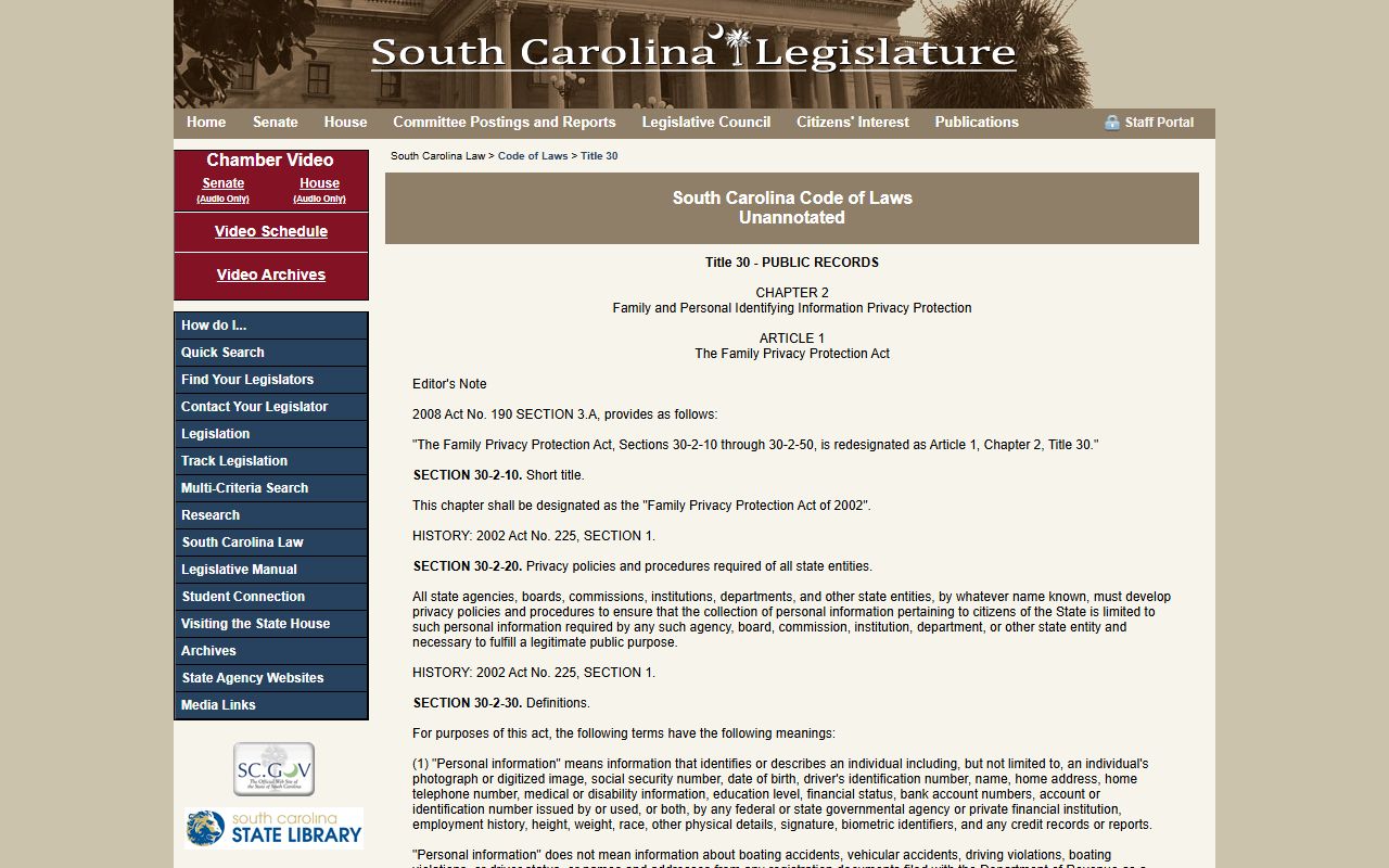 Hampton County warrant records South Carolina public record privacy provisions